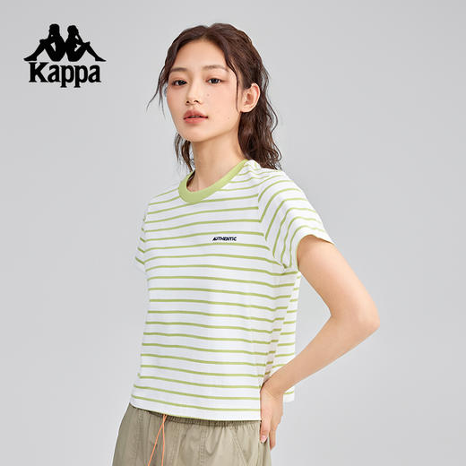 Kappa卡帕背靠背2025新款夏季运动短袖t恤女复古纯棉透气半袖上衣K0F42TD81 商品图2