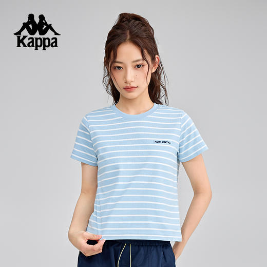 Kappa卡帕背靠背2025新款夏季运动短袖t恤女复古纯棉透气半袖上衣K0F42TD81 商品图1