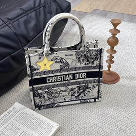Dior 小号 奶白色 帆布刺绣 十二星座系列 托特
