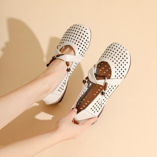 西村名物春季新款舒适平底镂空洞洞鞋玛丽珍单鞋T24AH13178 商品图4