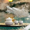 辰龙戏水陶瓷茶具茶碗茶杯浮雕手绘鎏金成艺隐雕辰龙戏水全组（9件套 商品缩略图7