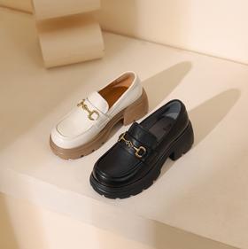 西村名物2春季新款超轻舒适软底厚底百搭休闲鞋乐福鞋X23CM36071