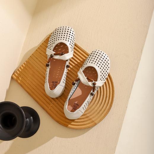 西村名物春季新款舒适平底镂空洞洞鞋玛丽珍单鞋T24AH13178 商品图8