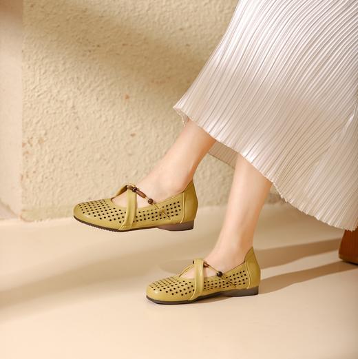 西村名物春季新款舒适平底镂空洞洞鞋玛丽珍单鞋T24AH13178 商品图1