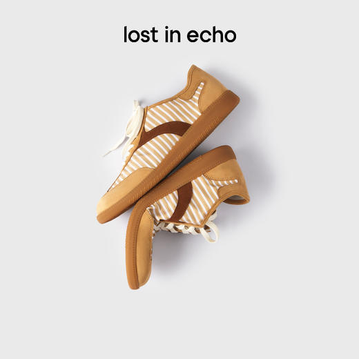 [福利价]lost in echo2025春夏新款条纹轻薄透气休闲厚底板鞋德训鞋T头鞋 商品图0