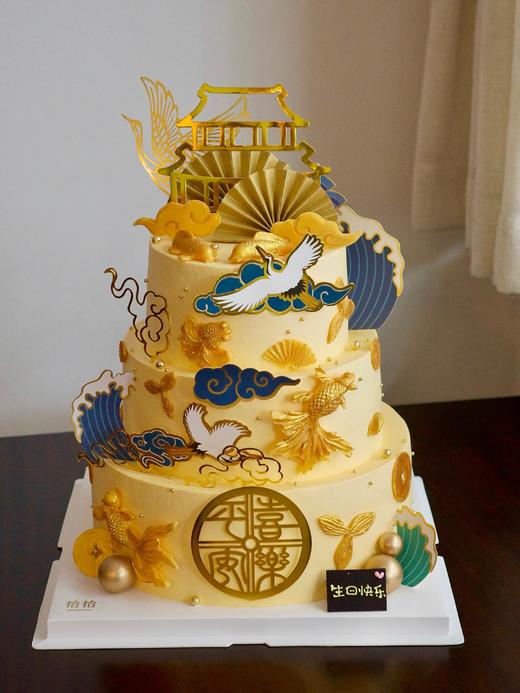 「鹤寿延年·福满层糕」祝寿·100%动物奶油（附图6+10+14寸三层·提前48小时预订） 商品图1