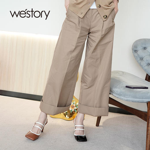 westory2023年夏季新款细高跟优雅通勤方头牛皮空鞋女羊皮内里内垫73001 商品图6