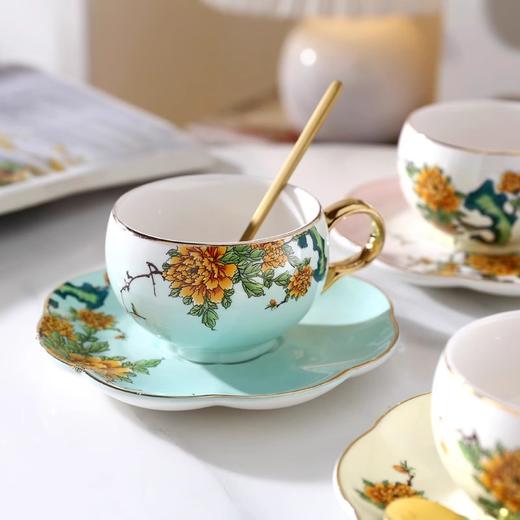 nosin诺轩高档中式陶瓷咖啡杯古典轻奢女咖啡杯碟家用下午茶杯子诺轩复古陶瓷牡丹杯渐变黄礼盒装 商品图5