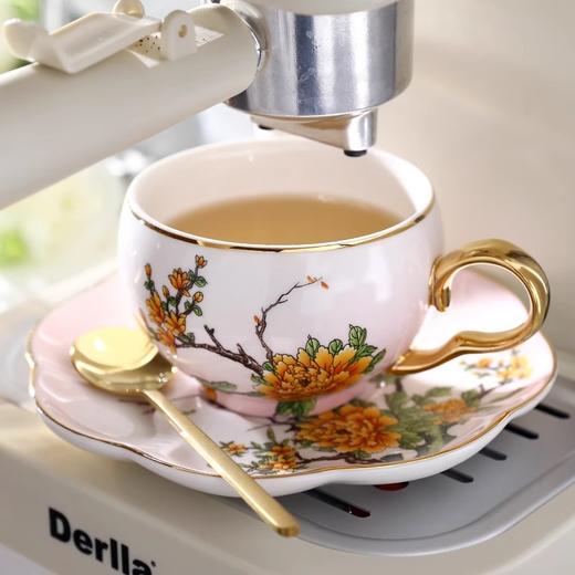 nosin诺轩高档中式陶瓷咖啡杯古典轻奢女咖啡杯碟家用下午茶杯子诺轩复古陶瓷牡丹杯渐变黄礼盒装 商品图4