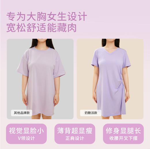 【买三免一】奶糖派大杯文胸慵懒周末睡裙女士春夏季睡衣夏天可外穿休闲家居服 商品图2