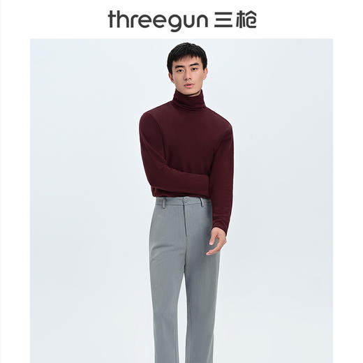 Threegun三枪 【羊毛磨绒】自由高领男士长袖上衣打底衫-23127A911 商品图1