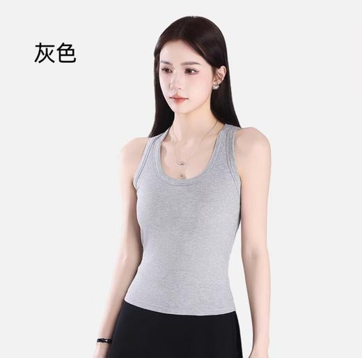 最后样衣清仓！五只白鹅—吊带背心女春夏带胸垫遮肉高弹修身螺纹百搭打底8001 商品图5