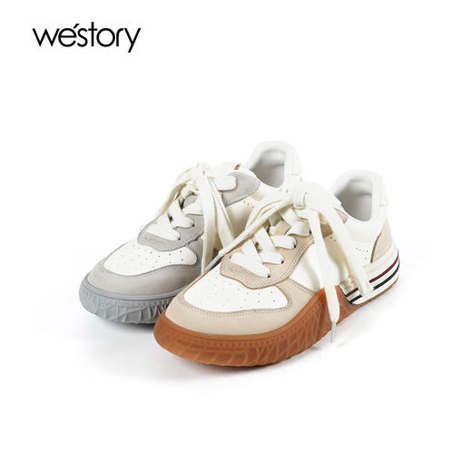 Westory2025年春季休闲运动滑板鞋水染小牛皮S25AM58931 商品图0