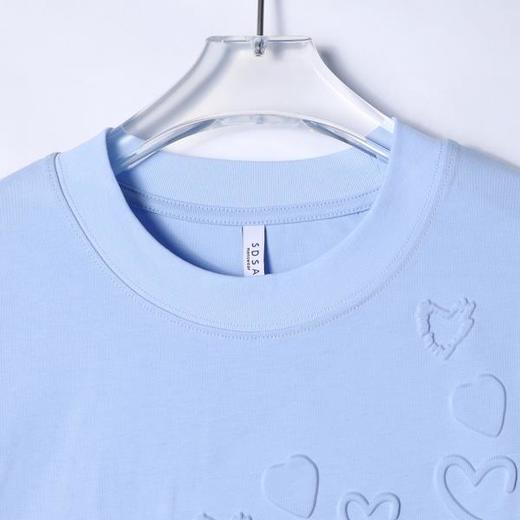 T2731夏季高级感新款韩版立体爱心纯色圆领短袖T恤时尚休闲百搭上衣 商品图2