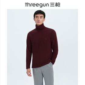 Threegun三枪 【羊毛磨绒】自由高领男士长袖上衣打底衫-23127A911