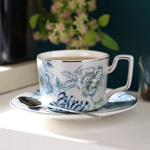 创意家用中式水墨青花下午茶陶瓷茶具套装轻奢整套咖啡具咖啡杯碟诺轩水墨丹青套装4杯碟勺1壶（铂金灰） 商品图4