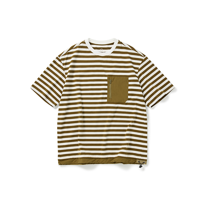 WHEELS and WIND 速干廓形短袖条纹圆领T恤