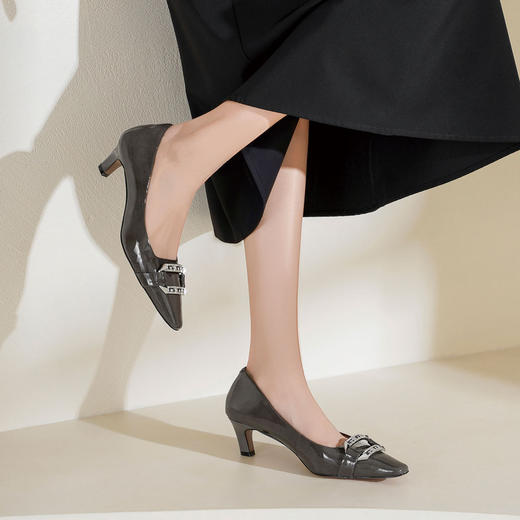 Westory2025年春季小方头低跟方扣通勤百搭浅口单鞋S25AE58901 商品图5