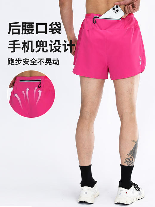 🔥🔥超火爆‼️特价💰69元2件✅(LongLi/腰包袋鼠裤)男女同款马拉松假两件内衬速干运动跑步短裤 商品图2
