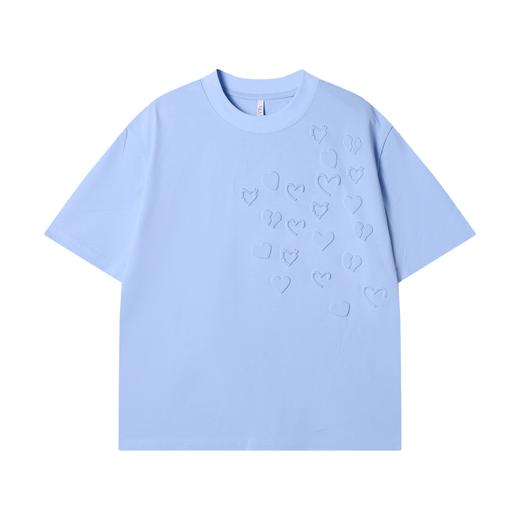 T2731夏季高级感新款韩版立体爱心纯色圆领短袖T恤时尚休闲百搭上衣 商品图1
