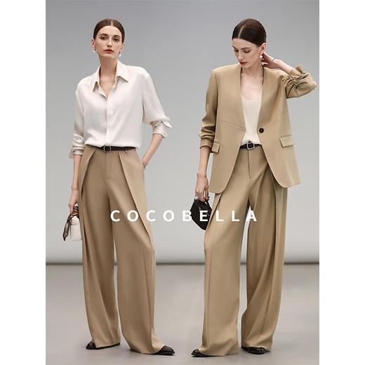 COCOBELLA商务休闲捏褶西裤静奢风通勤阔腿裤遮跨长裤PA7066 商品图2
