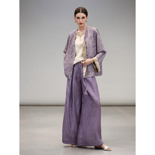 COCOBELLA双面穿100%人丝轻奢仿香云纱提花国风短外套SC0045 商品图2