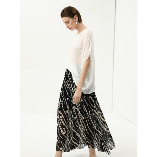 COCOBELLA重工压褶蝙蝠袖雪纺衫女夏宽松微透视罩衫T恤TS7012 商品图4