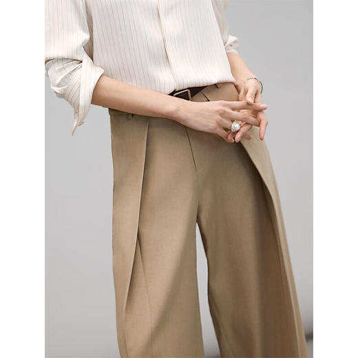 COCOBELLA商务休闲捏褶西裤静奢风通勤阔腿裤遮跨长裤PA7066 商品图0