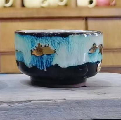 玄雕窑鎏金杯斗笠杯直筒杯大漆闻香杯80ml西施大漆壶200ml鎏金壶200ml【每款成色鎏金块形状都不一样，以实物为准】清水泥茶漏紫砂深色小茶盘32*13*2cm 商品图1