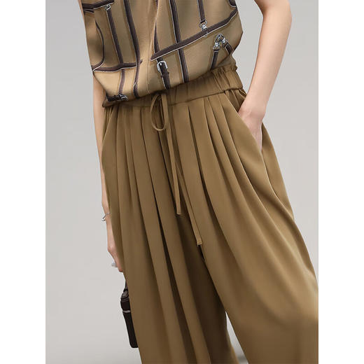 COCOBELLA重工捏褶木耳腰奶奶裤凉感高腰九分休闲裤PA3071-2 商品图1