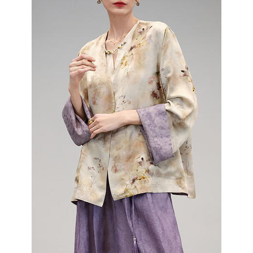 COCOBELLA双面穿100%人丝轻奢仿香云纱提花国风短外套SC0045 商品图3