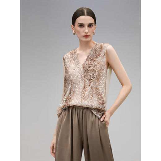 COCOBELLA重工渐变亮片绣花背心春夏轻奢风可外穿吊带VT0029 商品图1