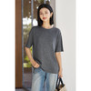 天丝蚕丝混纺软糯T恤 米思阳2025夏季新款休闲百搭宽松T恤舒适上衣女5982 商品缩略图1