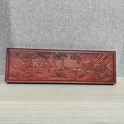 唐寅山水图°浅浮雕干泡台32*10cm 商品图0