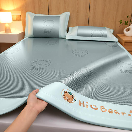 【春夏上新】自然醒A类抗菌防螨小熊幸运星系列冰藤席夏天冰丝凉席空调席婴儿可用学生（免水洗）QJ 商品图6