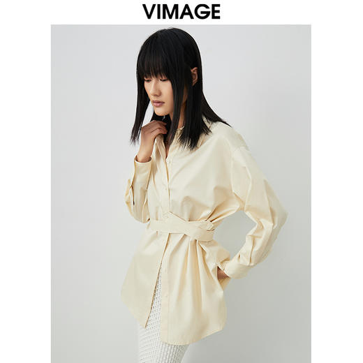 VIMAGE/纬漫纪春季新款时尚个性设计宽松帅气100%棉衬衫上衣V1709305 商品图2
