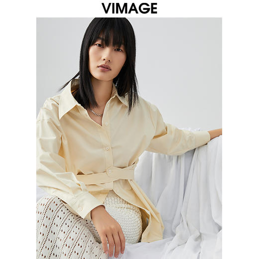 VIMAGE/纬漫纪春季新款时尚个性设计宽松帅气100%棉衬衫上衣V1709305 商品图0