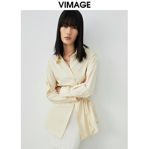 VIMAGE/纬漫纪春季新款时尚个性设计宽松帅气100%棉衬衫上衣V1709305 商品图5