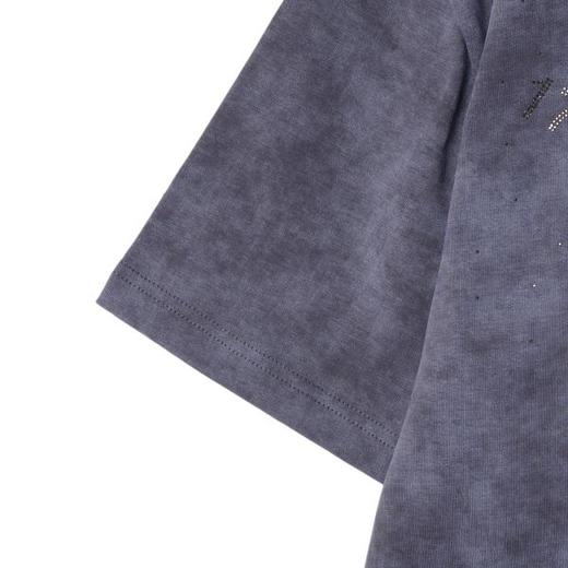 T2771夏季高级感新款潮牌扎染数字烫钻圆领短袖T恤复古宽松印花上衣 商品图4