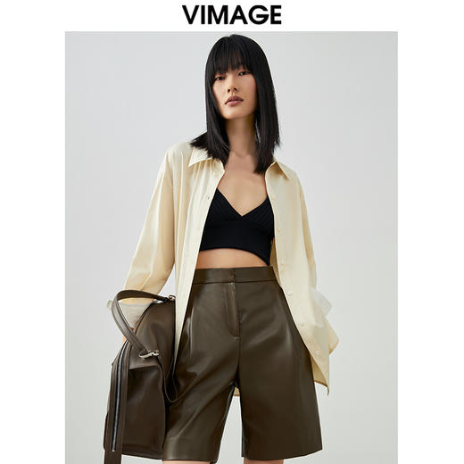VIMAGE/纬漫纪春季新款时尚个性设计宽松帅气100%棉衬衫上衣V1709305 商品图3