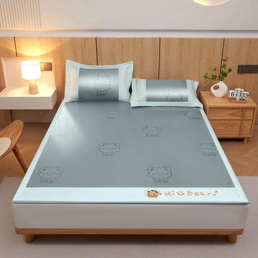 【春夏上新】自然醒A类抗菌防螨小熊幸运星系列冰藤席夏天冰丝凉席空调席婴儿可用学生（免水洗）QJ 商品图1
