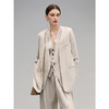 COCOBELLA重工贡针假两件亚麻西装女气质通勤裸领西服SI3001 商品缩略图3
