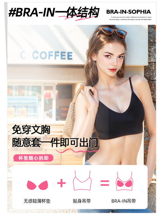 好奇蜜斯美背文胸背心内衣女吊带薄款夏季无钢圈露背胸罩爆款苏菲娅 商品图2
