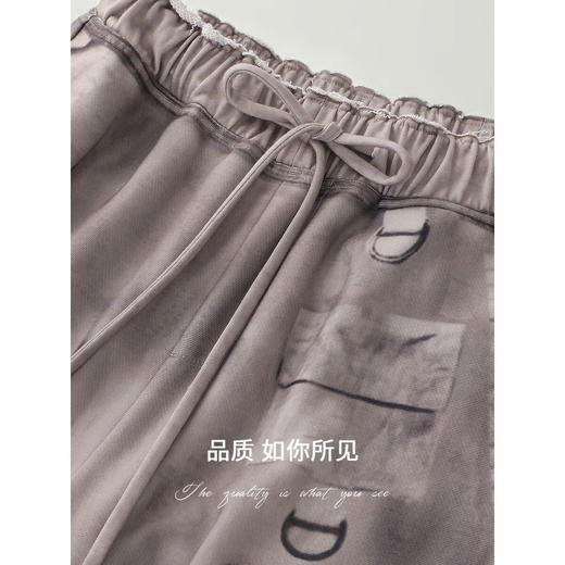 COCOBELLA复古风做旧定位印花毛边休闲长裤女25夏卫裤PA3048 商品图3