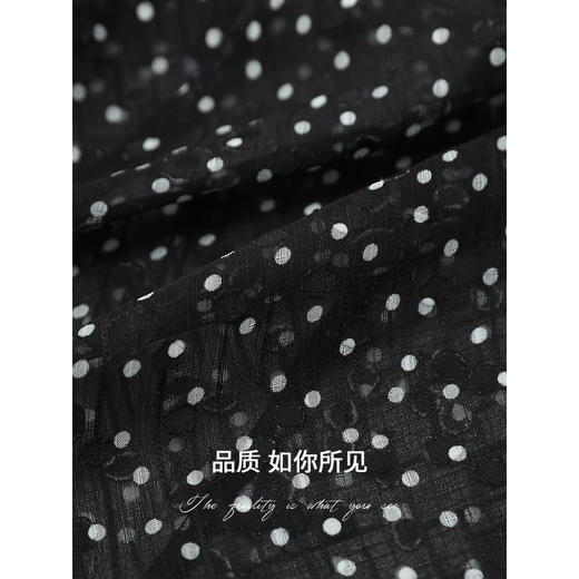 COCOBELLA设计感领巾复古波点吊带裙烧花肌理感连衣裙FR0063 商品图4