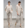 COCOBELLA重工贡针假两件亚麻西装女气质通勤裸领西服SI3001 商品缩略图2