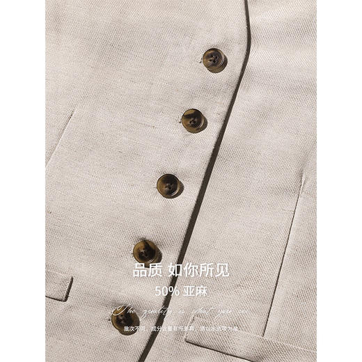 COCOBELLA简约凉爽亚麻无领西装马夹25夏气质通勤马甲WS0006 商品图3