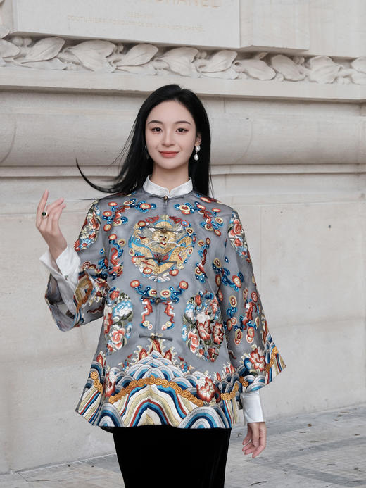 盛唐牡丹|高货-重缎真丝满绣蟒袍-唯一款[特价品](不退不换）-灰色 商品图5