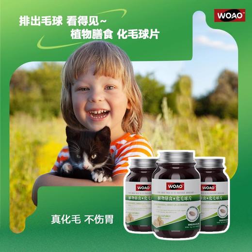 WOAO猫草片化毛球片/凤尾鱼油呵护肠胃营养补充剂90粒/70粒 商品图1