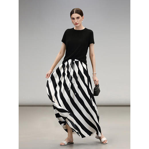 COCOBELLA呼吸感针织短袖T恤女夏简约黑色基础打底上衣TS0062 商品图4